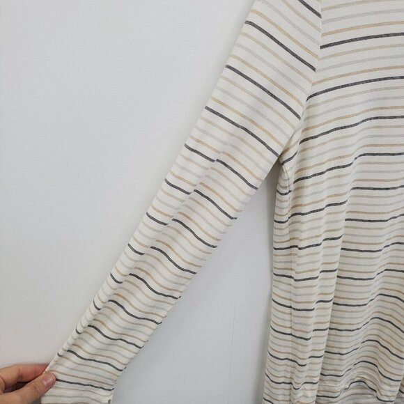 Chicos Womens S (0) Metallic Stripe Long Sleeve Top Minimalist Stretch Shirt - Picture 9 of 13